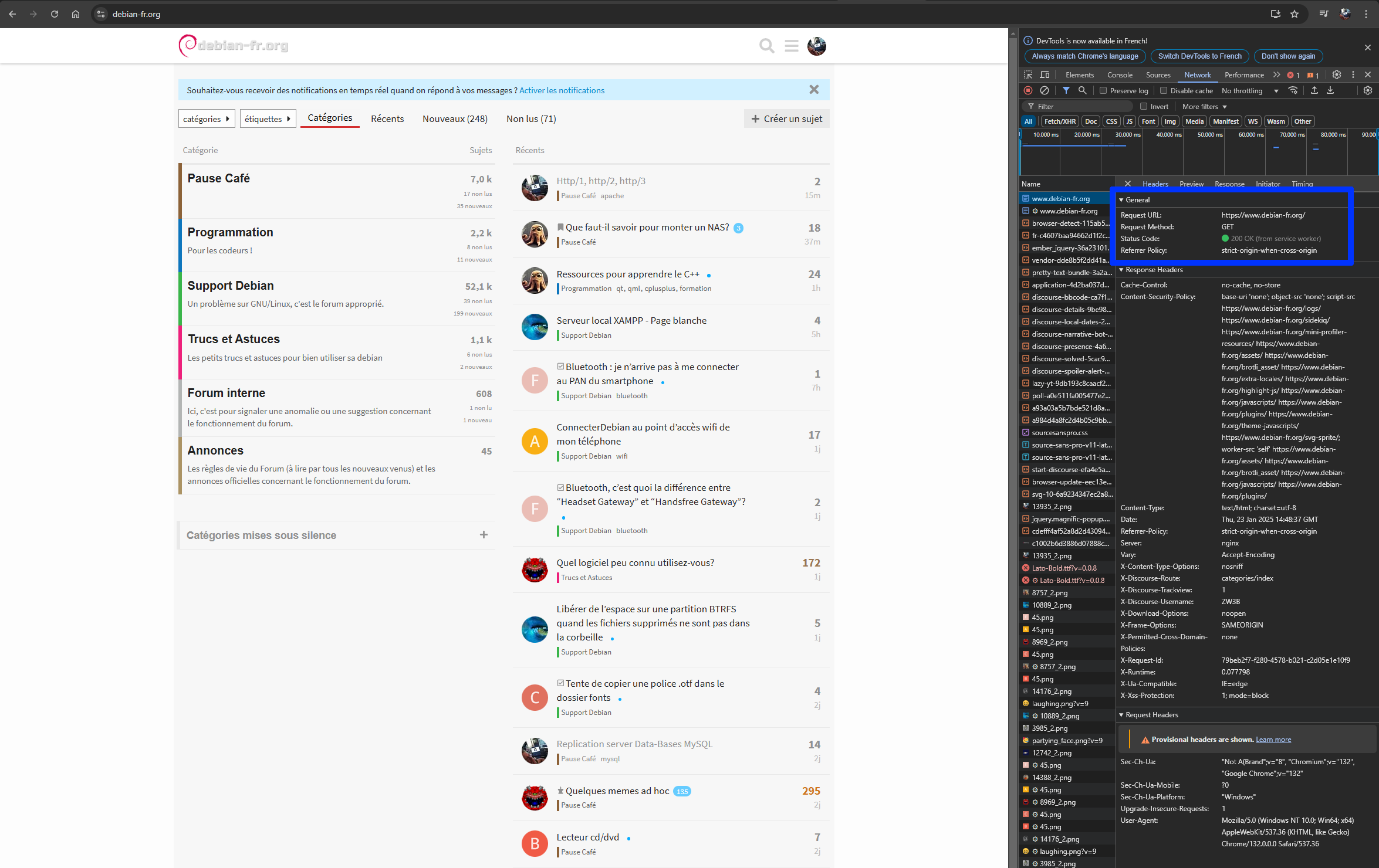 Capture d'écran 2025-01-23 154953 Debian-FR.org - Chrome NO RemoteClient Address IP Server