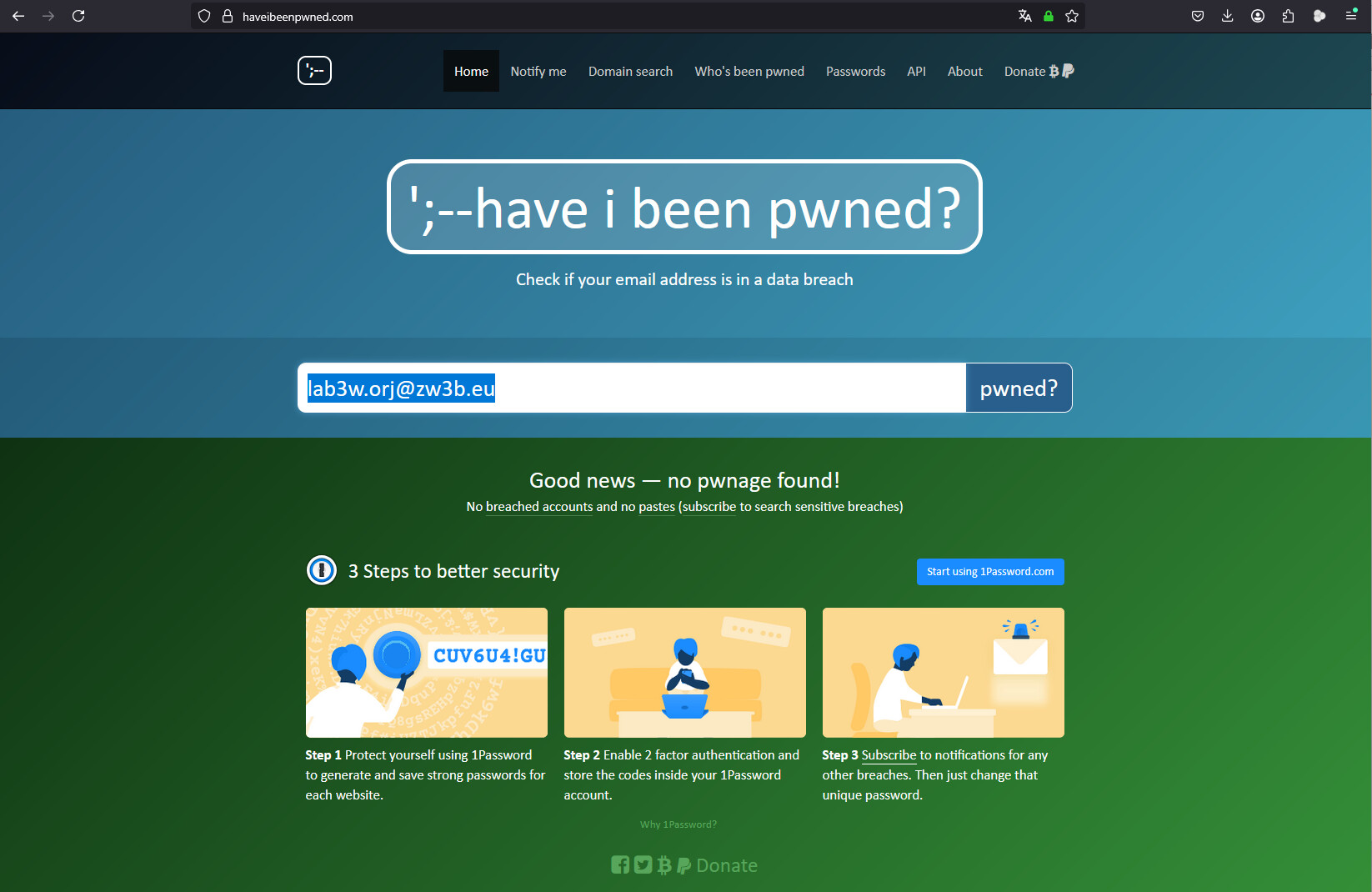 Capture d'écran 2025-01-24 170035 haveibeenpwned.com NOT lab3w dot orj at zw3b dot eu